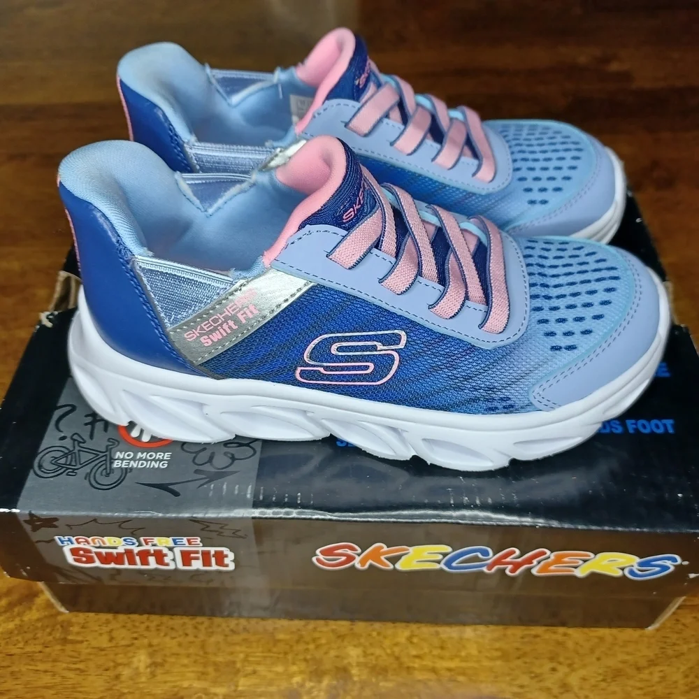 Skechers Kids Light Blue and Pink Sneakers